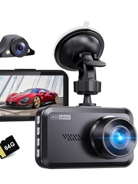 Miden S9 4K Dash Cam Front & Rear Dual Camera w/ 64GB SD Card NEW